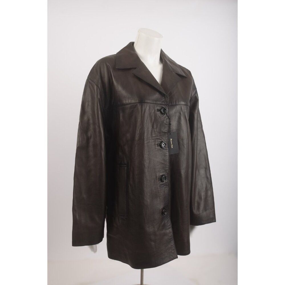 Massimo Dutti Womans Leather Coat Jacket Size M Black 4706/816 Nwt $350 — image 3 of 8